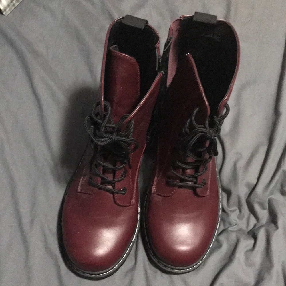 Torrid Burgundy Combat Boots size 10.5WW (like new)